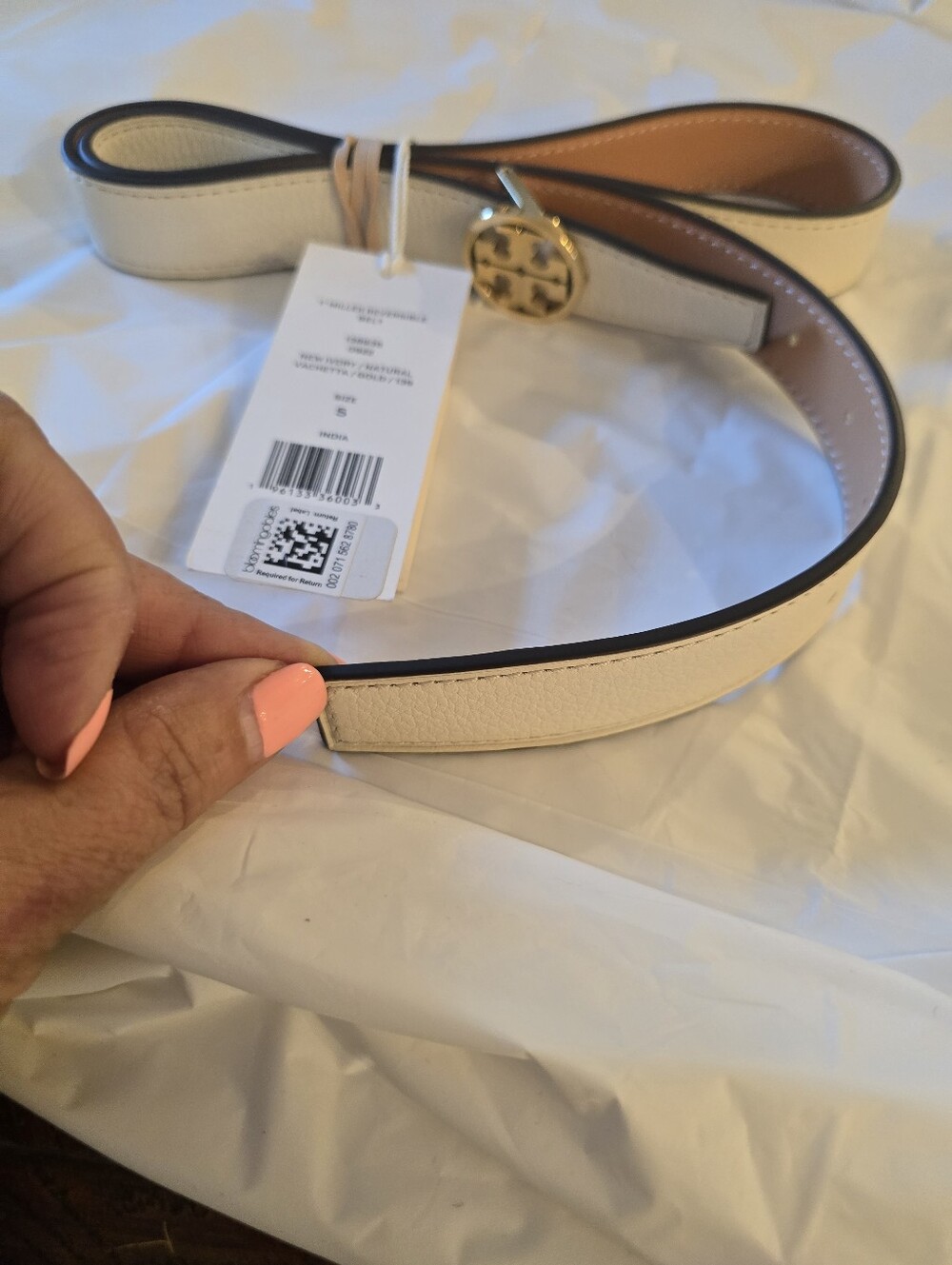 Tory Burch 1" Miller Reversible Leather Logo Belt NWT Size MEDIUM.Gift Luxury - Picture 4 of 10